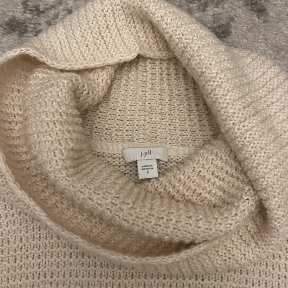 J. Jill Cream Cowl Neck Knit Sweater Size Small Cotton Blend - Picture 3 of 7